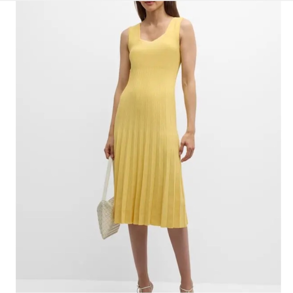 Elie Tahari The Halley Pleated Midi Sweater Dress
